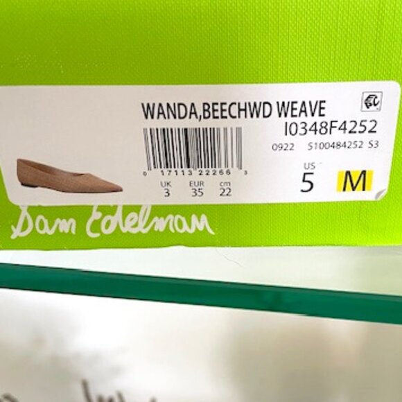 Sam Edelman,  Wanda Pointed Toe, Ballet Flat , Bleached Beachwood Weave, Size 5 - Picture 3 of 8